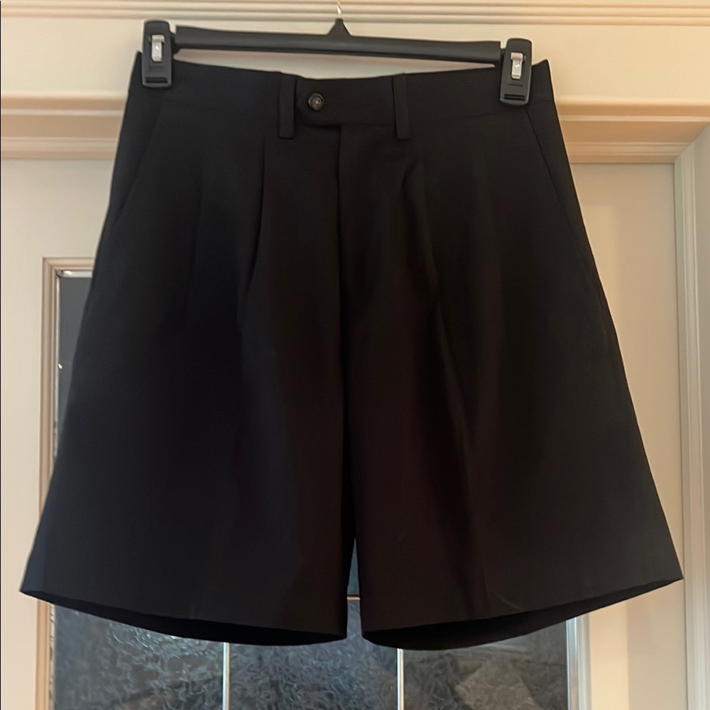 John W. Nordstrom Black Pleated Front High Rise Black Shorts Size 30